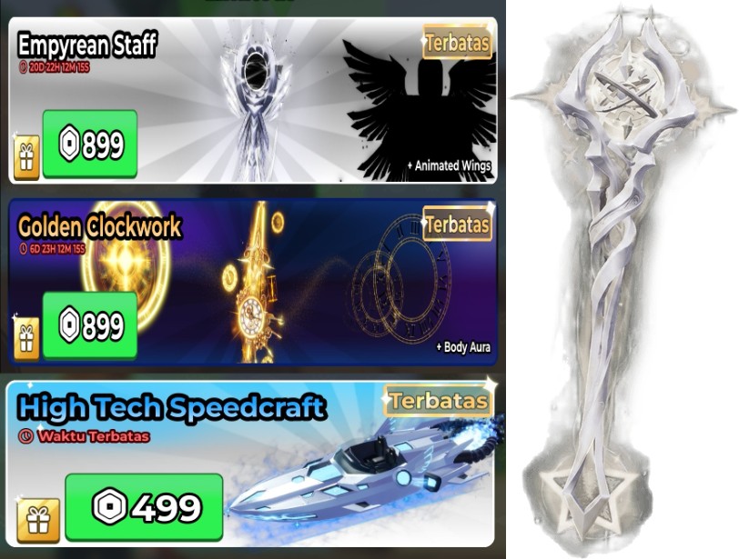 (BUNDLING) 2 Skin Rod + 1 Boat FREE DIVINE STAFF